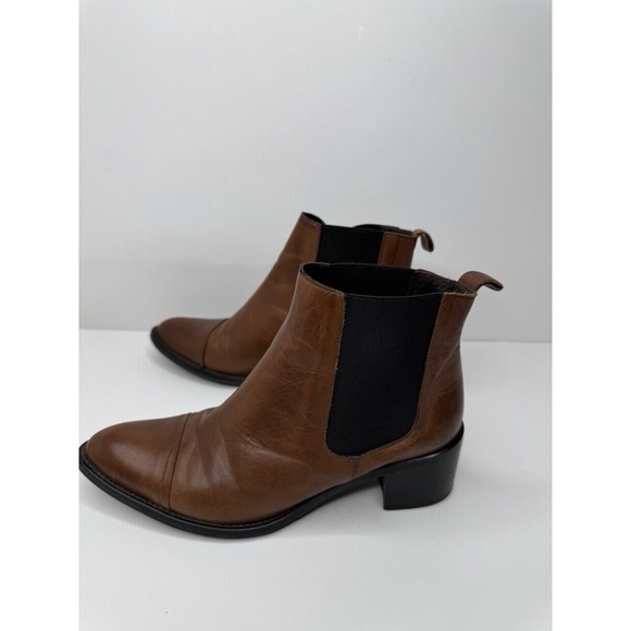 Bianco womens Ankle Boots Leather Block Heel Pointed Toe 38/8US - Picture 7 of 12